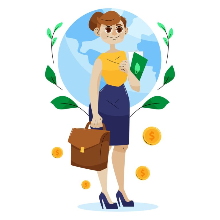 Confident businesswoman with briefcase symbolizing financial independence and wealth creation